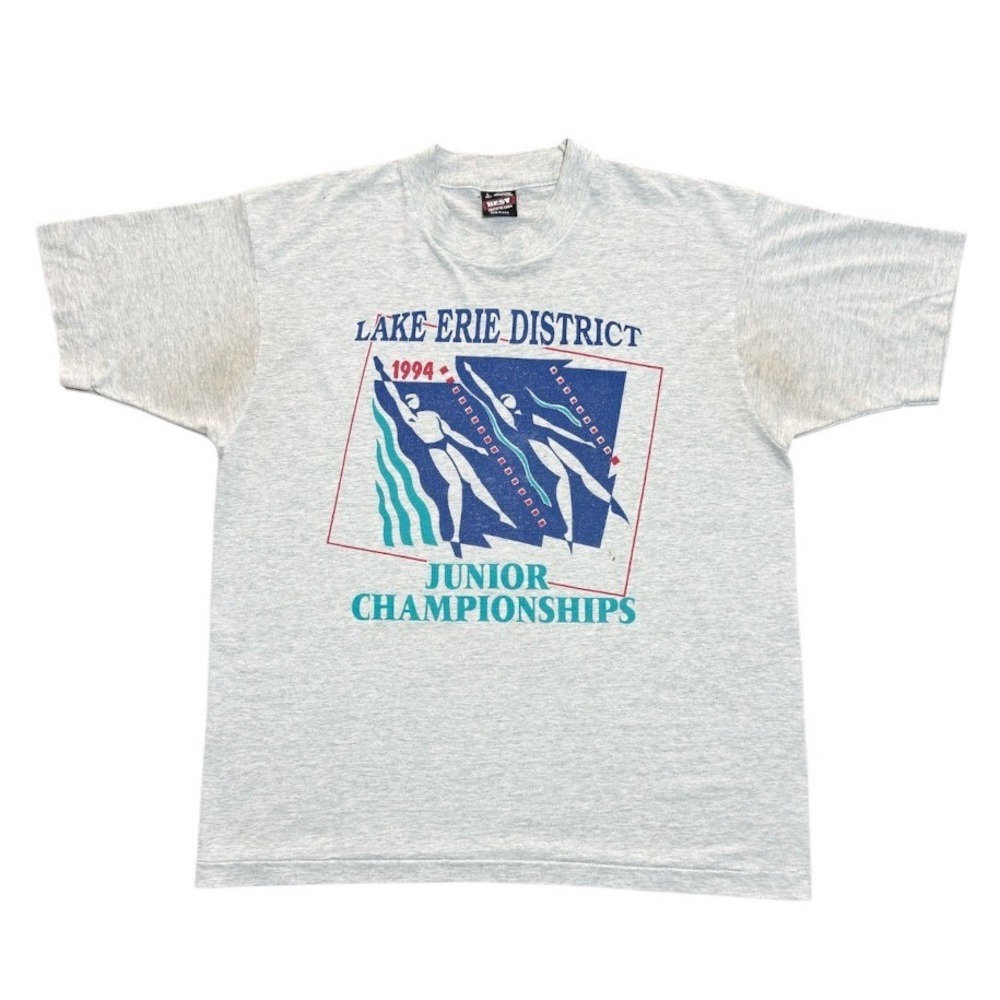 Vintage 90s Great Lake Erie District Swimming Sport Junior Championships T-shirt